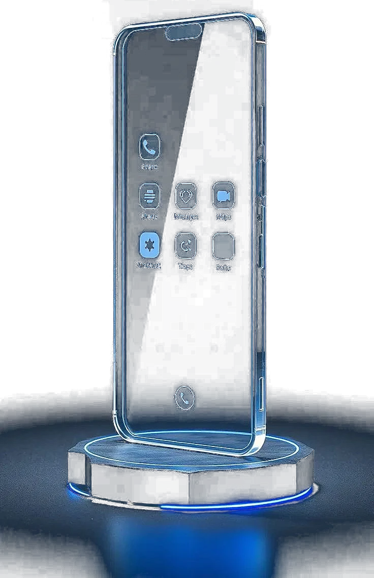 Smartphone de vidro futurista — acompanhamento do processo em tempo real pelo celular